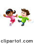 Vector Illustration of a Happy Boy and Girl Jumping and Dancing Together by AtStockIllustration