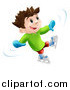 Vector Illustration of a Happy Boy Dancing and Having Fun While Ice Skating by AtStockIllustration