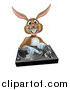 Vector Illustration of a Happy Brown Bunny Rabbit Dj over a Turntable by AtStockIllustration