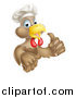 Vector Illustration of a Happy Brown Chef Chicken Giving a Thumb up by AtStockIllustration