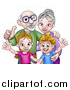 Vector Illustration of a Happy Caucasian Boy and Girl with Their Grandparents by AtStockIllustration