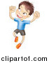 Vector Illustration of a Happy Caucasian Boy Smiling and Jumping into the Air by AtStockIllustration