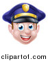 Vector Illustration of a Happy Caucasian Male Police Officer Face by AtStockIllustration