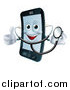 Vector Illustration of a Happy Cell Phone Wearing a Stethoscope and Holding a Thumb up by AtStockIllustration