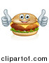 Vector Illustration of a Happy Cheese Burger Mascot Holding Two Thumbs up by AtStockIllustration