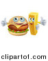 Vector Illustration of a Happy Cheeseburger and French Fry Holding Thumbs up by AtStockIllustration
