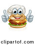 Vector Illustration of a Happy Cheeseburger Chef Character Giving Two Thumbs up by AtStockIllustration