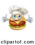 Vector Illustration of a Happy Cheeseburger Chef Character Giving Two Thumbs up by AtStockIllustration