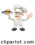 Vector Illustration of a Happy Chef Holding up a Cheeseburger on a Platter by AtStockIllustration