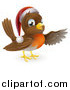 Vector Illustration of a Happy Christmas Robin Bird Pointing by AtStockIllustration