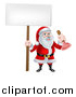 Vector Illustration of a Happy Christmas Santa Claus Plumber Holding a Plunger and Blank Sign by AtStockIllustration