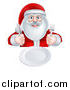 Vector Illustration of a Happy Christmas Santa Claus Sitting with a Clean Plate and Holding Silverware by AtStockIllustration