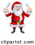 Vector Illustration of a Happy Christmas Santa Claus Standing and Holding Silverware by AtStockIllustration