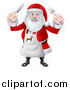 Vector Illustration of a Happy Christmas Santa Claus Wearing an Apron and Holding Silverware by AtStockIllustration