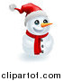 Vector Illustration of a Happy Christmas Snowman in a Santa Hat by AtStockIllustration