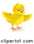Vector Illustration of a Happy Cute Yellow Easter Chick Flapping Its Wings by AtStockIllustration