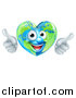 Vector Illustration of a Happy Heart Shaped Earth Globe Character Giving Two Thumbs up by AtStockIllustration