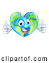 Vector Illustration of a Happy Heart Shaped Earth Globe Character Giving Two Thumbs up by AtStockIllustration