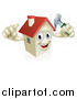 Vector Illustration of a Happy House Character Holding a Thumb up and a Hammer by AtStockIllustration