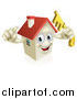 Vector Illustration of a Happy House Character Holding a Thumb up and a Key by AtStockIllustration