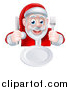 Vector Illustration of a Happy Hungry Christmas Santa Claus Sitting with a Clean Plate and Holding Silverware by AtStockIllustration