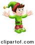Vector Illustration of a Happy Male Christmas Elf with Open Arms by AtStockIllustration