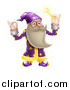 Vector Illustration of a Happy Old Wizard Gesturing Ok and Holding up a Magic Wand by AtStockIllustration