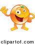 Vector Illustration of a Happy Orange Character Waving by AtStockIllustration