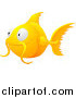 Vector Illustration of a Happy Orange Goldfish with Whiskers, Smiling and Swimming by AtStockIllustration