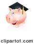 Vector Illustration of a Happy Piggy Bank Wearing a Graduation Cap by AtStockIllustration