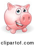 Vector Illustration of a Happy Pink Piggy Bank Smiling - Cartoon Style by AtStockIllustration