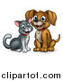 Vector Illustration of a Happy Puppy Dog and Cat Sitting by AtStockIllustration