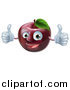 Vector Illustration of a Happy Red Apple Mascot Holding Two Thumbs up by AtStockIllustration