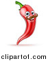 Vector Illustration of a Happy Red Chile Pepper Mascot Character with a Mustache by AtStockIllustration