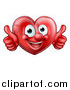 Vector Illustration of a Happy Red Love Heart Character Giving Two Thumbs up by AtStockIllustration