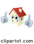 Vector Illustration of a Happy Smiling House Mascot Holding Two Thumbs up by AtStockIllustration
