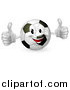 Vector Illustration of a Happy Soccer Ball Mascot Holding Two Thumbs up by AtStockIllustration