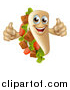 Vector Illustration of a Happy Souvlaki Kebab Sandwich Mascot Giving Two Thumbs up by AtStockIllustration