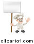 Vector Illustration of a Happy Waving Chef Holding a Sign on a Post by AtStockIllustration