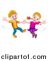 Vector Illustration of a Happy White Boy and Girl Dancing by AtStockIllustration