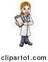 Vector Illustration of a Happy White Female Scientist Holding a Clipboard by AtStockIllustration