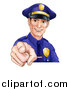 Vector Illustration of a Happy White Male Police Officer Pointing Outwards by AtStockIllustration