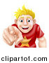 Vector Illustration of a Happy Young Blond Man Pointing Outwards by AtStockIllustration