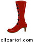 Vector Illustration of a High Red Boot with Laces and a Heel by AtStockIllustration