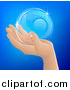 Vector Illustration of a Human Hand Holding a Bubble or Crystal Ball by AtStockIllustration