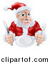 Vector Illustration of a Hungry Santa Waiting for His Dinner by AtStockIllustration
