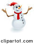 Vector Illustration of a Jolly Christmas Snowman Holding up His Arms by AtStockIllustration
