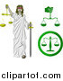 Vector Illustration of a Lady Justice, Blindfolded, Carrying a Sword and Scales by AtStockIllustration