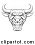 Vector Illustration of a Mad Black and White Bull Mascot Head by AtStockIllustration