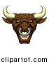 Vector Illustration of a Mad Brown Bull Mascot Head by AtStockIllustration